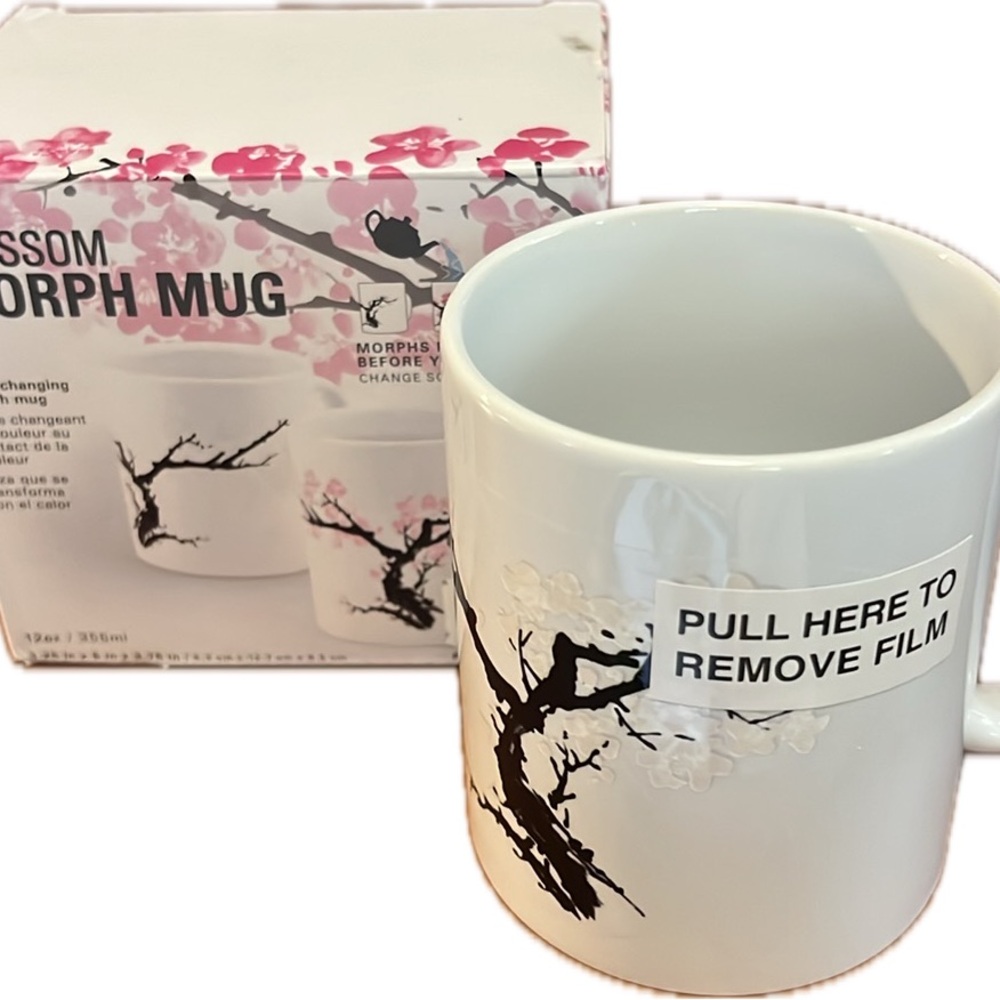 Kikkerland “blossom” morph mug-hot liquid causes apricot blossoms to “grow”-NIB